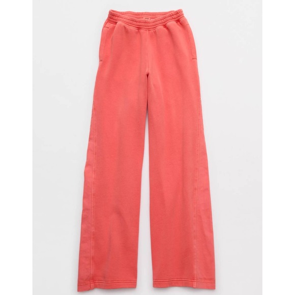 aerie Pants - NWT Aerie First Class Fleece Trouser Womens S Rusty Peach Wide Leg Pull On